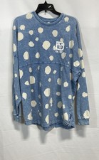 Walt Disney World Women's Spirit Jersey Blue Acid Wash Polka Dot Puff Print 2X