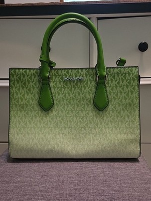 Michael Kors Green Ombre Tote Handbag Shoulder Bag Purse MK Logo Monogram