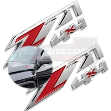 2Pcs Chrome Red Fender Badge For Silverado Z71 Emblem Door Side Decal Nameplate