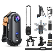 BOBLOV W4 4K Mini Body Camera 256GB, Wearable Cam w/Night Vision, Waterproof Cas