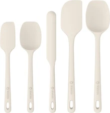 5 Pieces Silicone Spatula Set, Food Grade Rubber Spatula, Set-5, Cream White 