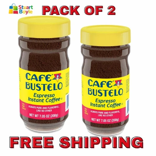 (PACK OF 2) Cafe Bustelo, Espresso Style, Dark Roast Instant Coffee, 7.05 oz Jar