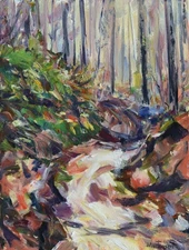 Art Original Oil Painting by RM Mortensen "Whispering Forest" Nature Stream