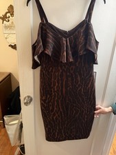 Rachel Roy Leopard Print Ruffle Cocktail Dress XXL NWT $119 Retail