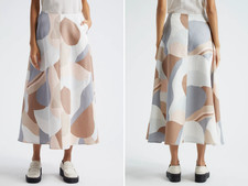 Marimekko Laita Kamelia Cotton linen skirt LIGHT ROSE, BROWN, GREY size 32 NWOT