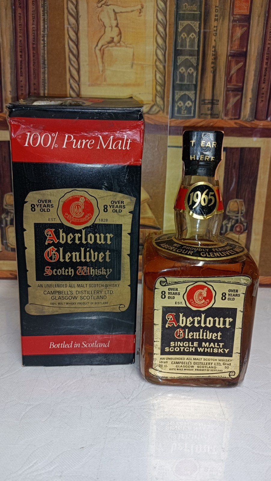 Aberlour Glenlivet 1965, 8 Years Whisky 75cl 50% Imp. Rinaldi Con Box (37ref26)