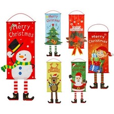 Christmas Banner Front Door Ornaments Outdoor Banners 45 x 16 Inch Hanging Flag  
