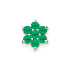 14k White Gold Emerald Floral Slide