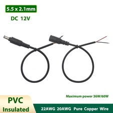 DC Power Supply Connection Cable 12V Male Female Adapter Wire with Lock 22/20AWG
