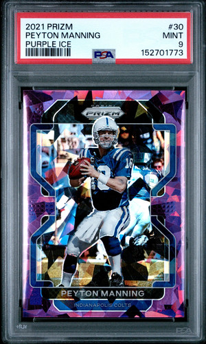 2021 Panini Prizm Peyton Manning #30 Purple Ice 221/225 PSA 9