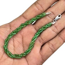 19.1cm Natürlich Sambianischer Smaragd Facettierte Perlen Gedreht Armband 925