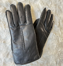 Vintage Mens Black Leather Gloves Fleece "Arctic" Lined Size Small New Old Stock