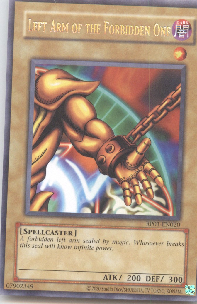 Left Arm of the Forbidden One RP01-EN020 YuGiOh Retro Pack 2024 trading card — raw and PSA graded price guide