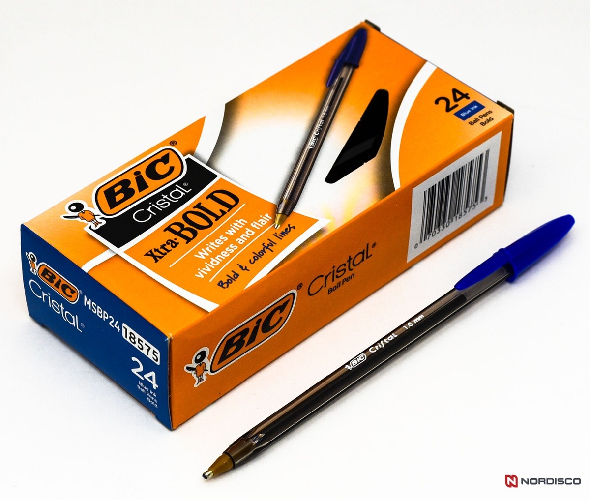 Bic Cristal MSBP24 18575 Blue Ink Xtra BOLD Ball Pen, Box of 24