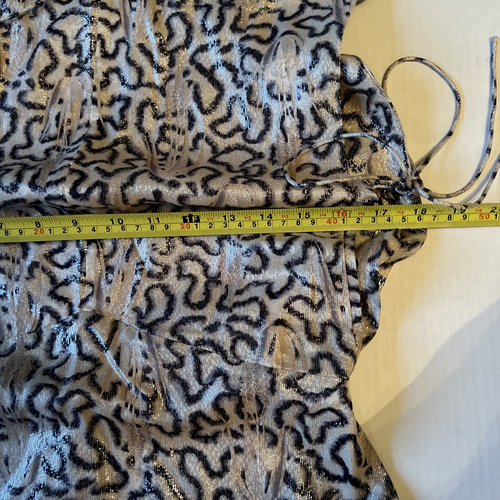 H&M Conscious 2 Midi Dress Light Beige Metallic Patterned Silk Blend Sleeveless  thumbnail 9