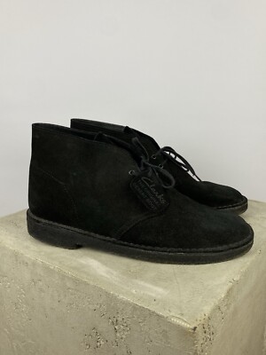 Clarks Mens Leather Suede Black Casual Desert Boots Shoes  display picture 1