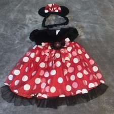 Disney Baby Size 12-18 Months Minnie Mouse Red White Costume Dress Ears Headband