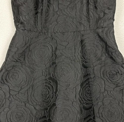 Calvin Klein Halter Neck Dress Size 12 Black Floral Zipper Fit and Flare - Picture 3 of 15