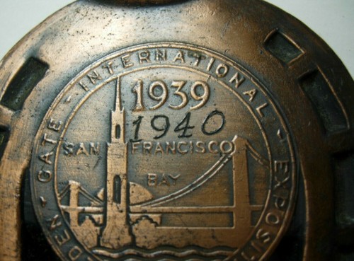 1939 1940 Golden Gate International Exposition Hufeisen Souvenir Briefbeschwerer - Bild 2 von 3