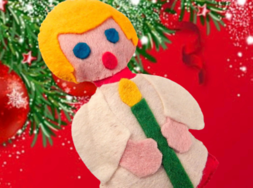 Choir Girl Singing Christmas Ornament VTG 1970s Handcrafted Colorful Felt Decor - Picture 4 of 9