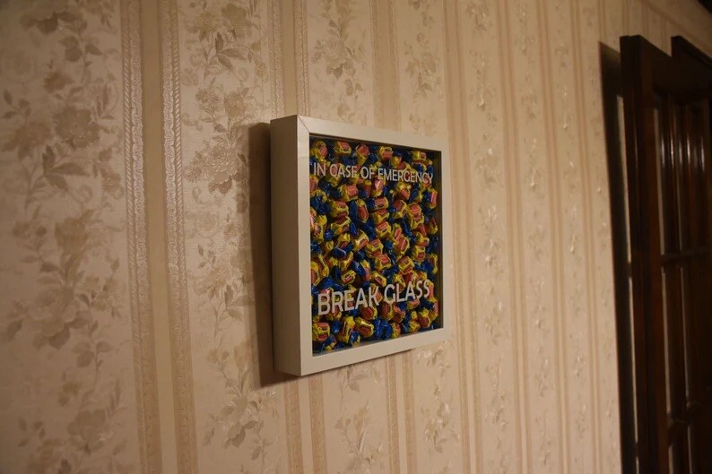 Bubble Gum Stuffed Canvas Candy Art Shadow Box Gift For Her, Cute Art