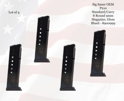 LOT of (4) Sig Sauer OEM P210 Standard/Carry 8rd 9mm Magazine, Blued - 8900999