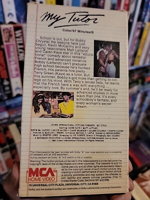 My Tutor 1983 VHS Extremely Rare Hard To Find Original Release