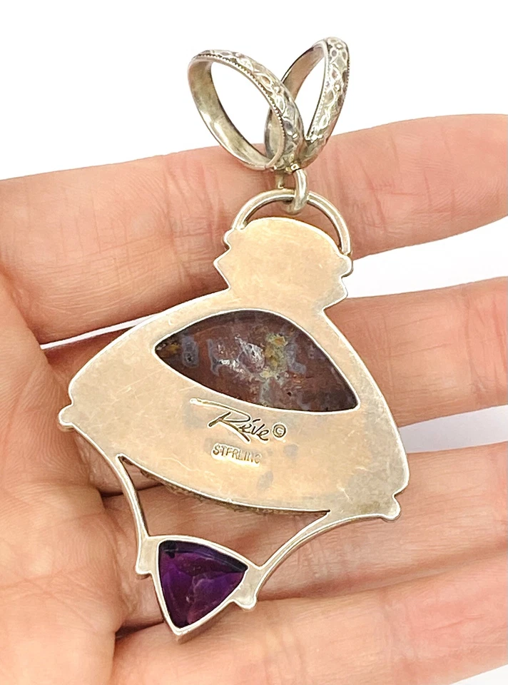 Colgante de amatista ágata ámbar esterlina REVE de Don & Elizabeth Buck de colección 25,5 g Foto 4 de 4