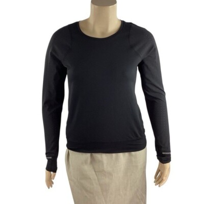 Lululemon Mind Over Miles Black Long Sleeve Reflective Run Top Size 10
