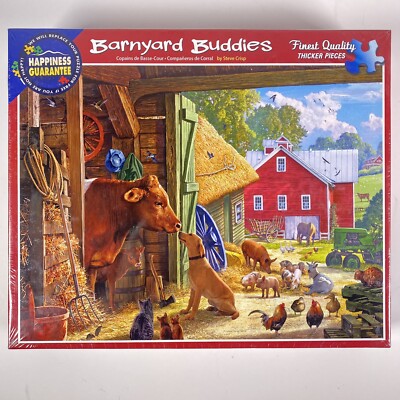 White Mountain Puzzles Barnyard Buddies 550 PCS Jigsaw Puzzle Thicker Pieces NIB