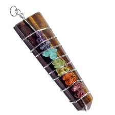 Tiger's Eye Pendant Wire Wrap Necklace 7 Chakra Gemstone Point Reiki CHARGED