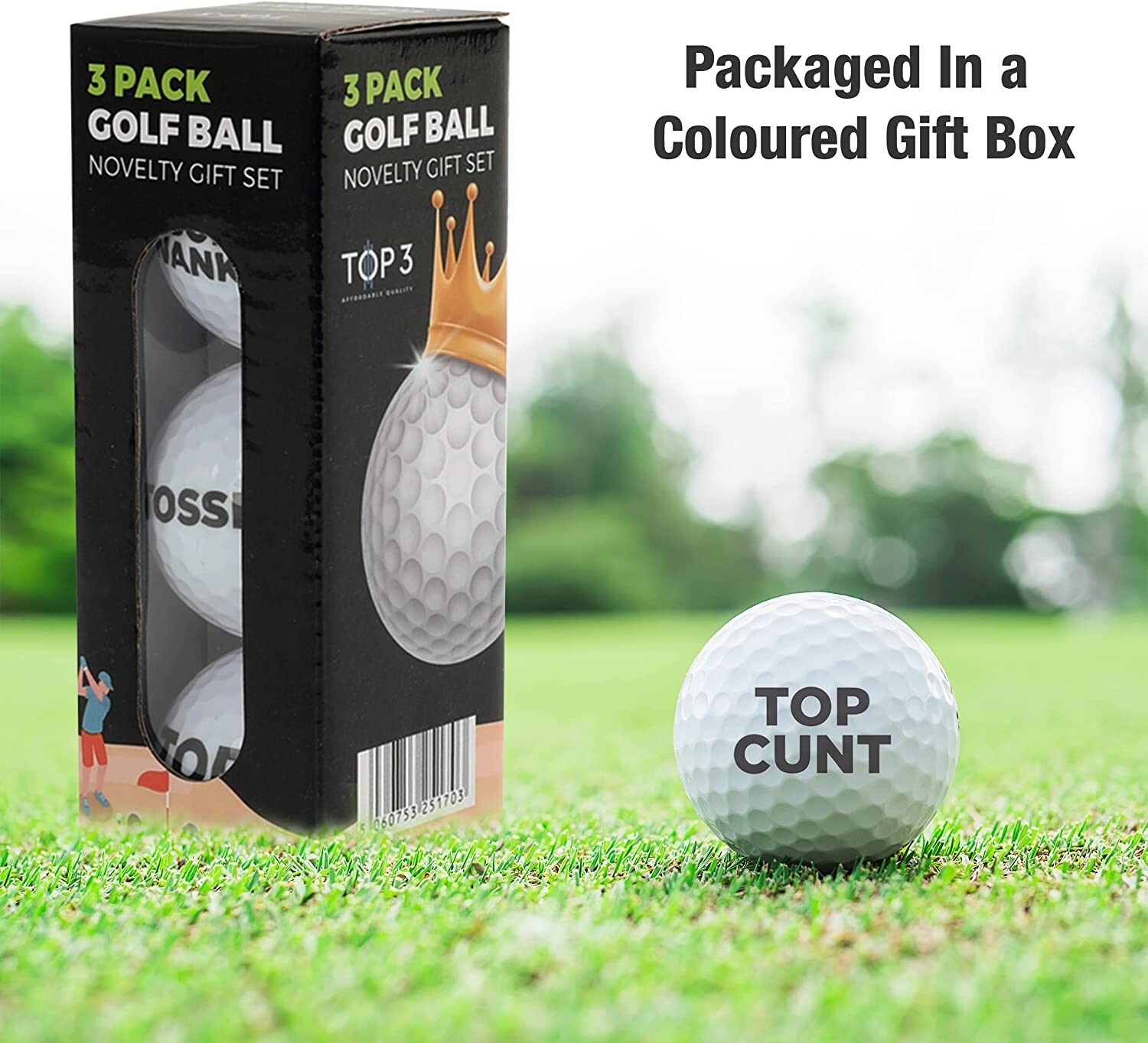 Pack of 3 Golf Balls Rude Funny Horrible Novelty Joke Gift For Men