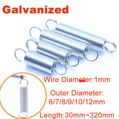 Wire Diameter 1mm Extension Spring Galvanized Tension Springs With Hook OD6~12mm