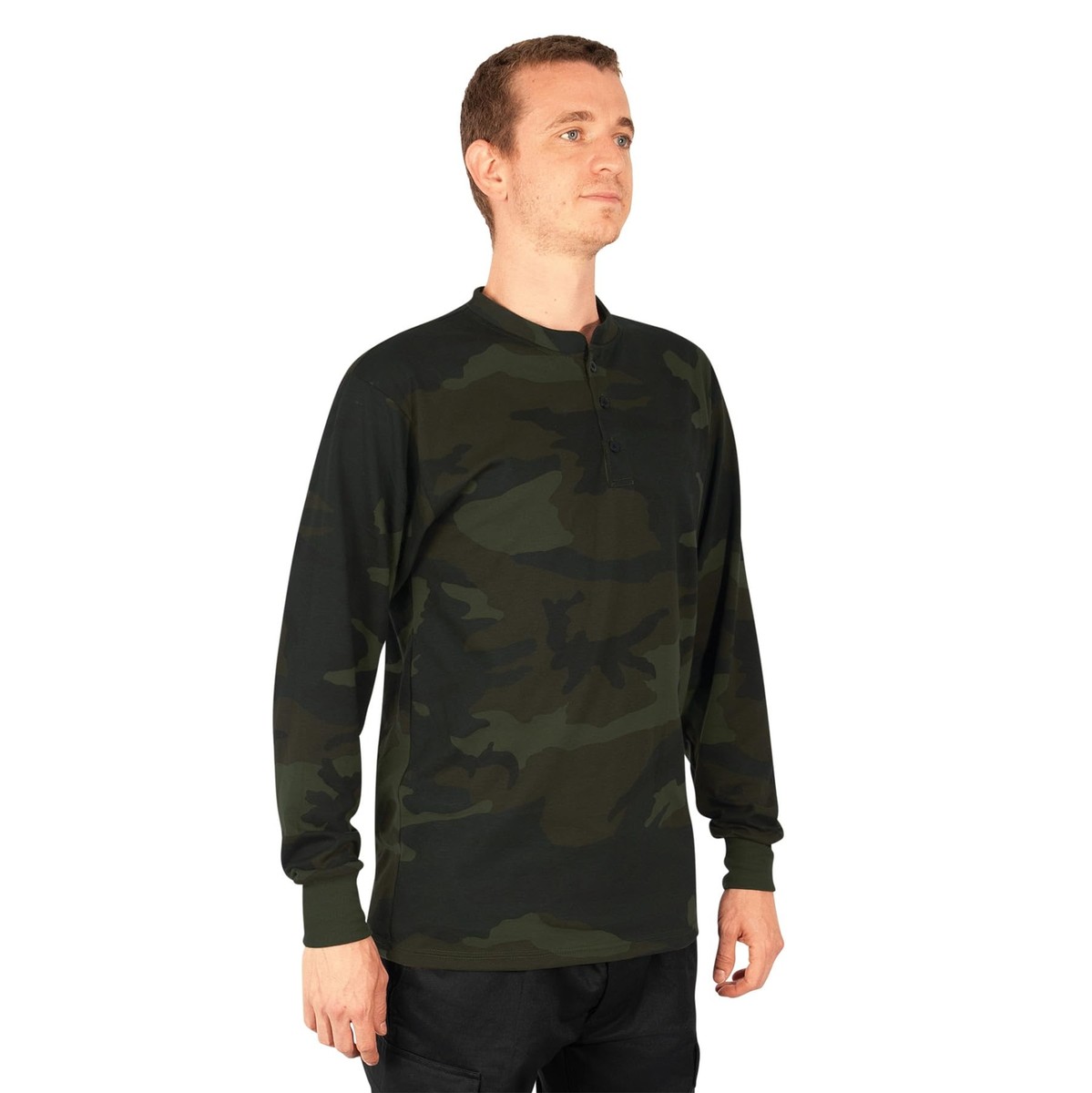 Rothco Midnight Woodland Camo Long Sleeve Henley T-Shirt 21045 - M
