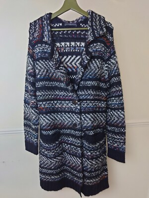 Peruvian Connection Grobstrick Long Strickjacke Alpaka Wolle Größe L Taschen 