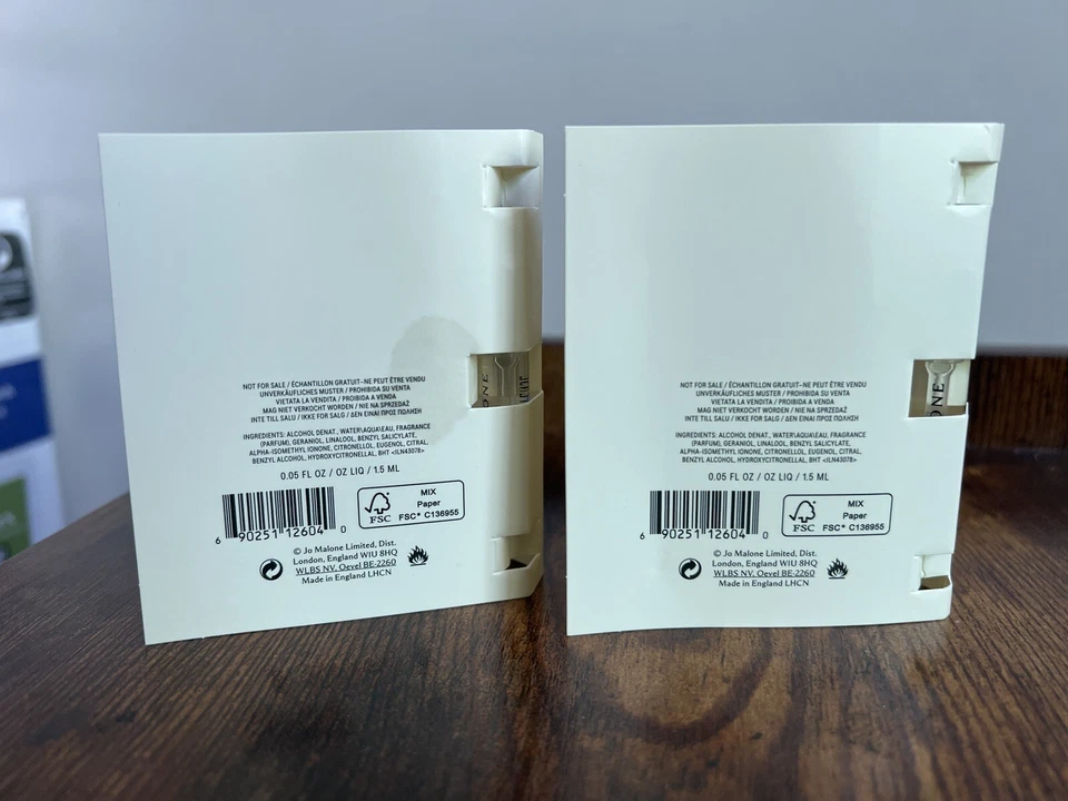 2x Jo Malone London Velvet Rose & Oud Colonia Intensa Muestra Spray 0,05 oz 1,5 ml Foto 4 de 4