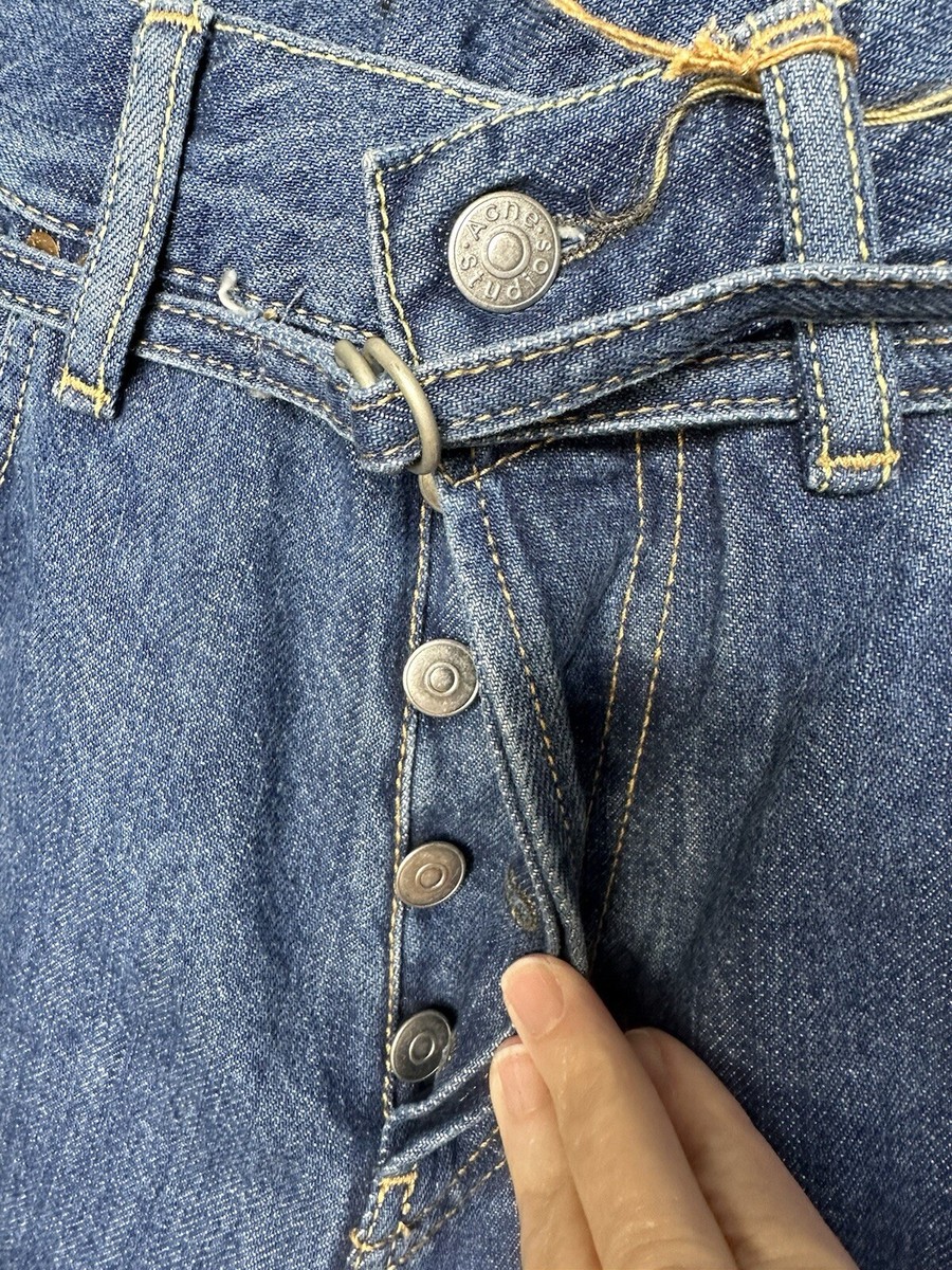 NWOT Acne Studios 1991 Toj Jeans Dark Blue Trash Unisex Size NWOT Acne Studios 1991 Toj Jeans Dark Blue Trash Unisex Size