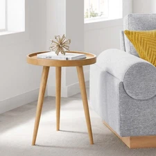 Modway Chiro Round Wood Side Table in Natural