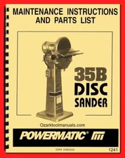 POWERMATIC Model 35B Disc Sander Instructions & Part Owner's Manual 1241