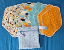 Set/10 Reusable Menstrual Pads w/wet-bag NWOT Abstract Assort 1