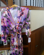 NWT. LINEA DONATELLA 2PC ORCHID PRINT LACE TRIM LINGERIE ROBE SET, LARGE/ XLARGE