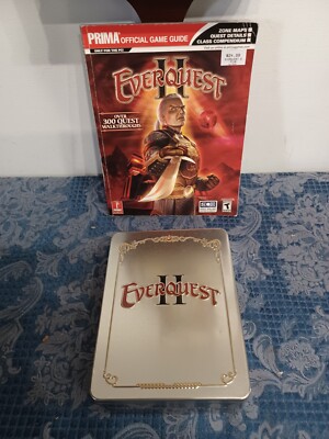 EverQuest 2 II Collectors Edition PC Game Tin Cloth Map Books Coin Game Guide
