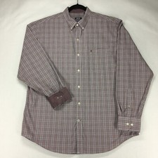 IZOD PREMIUM ESSENTIALS Men's Shirt Size Large Purple Button Down Flip Cuff