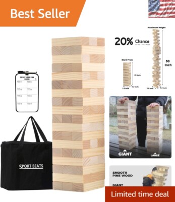 Educational Giant Tower Game - 54 Splinter-Free Blocks for 2-6 Players