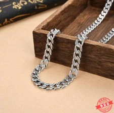 7MM Real 925 Sterling Silver Cuban Link Chain Men Necklace HEAVY Hip Hop Choker