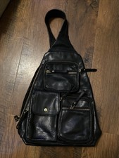 Rachel Roy Women's Black Genuine Leather Backpack Multiple Compartments 