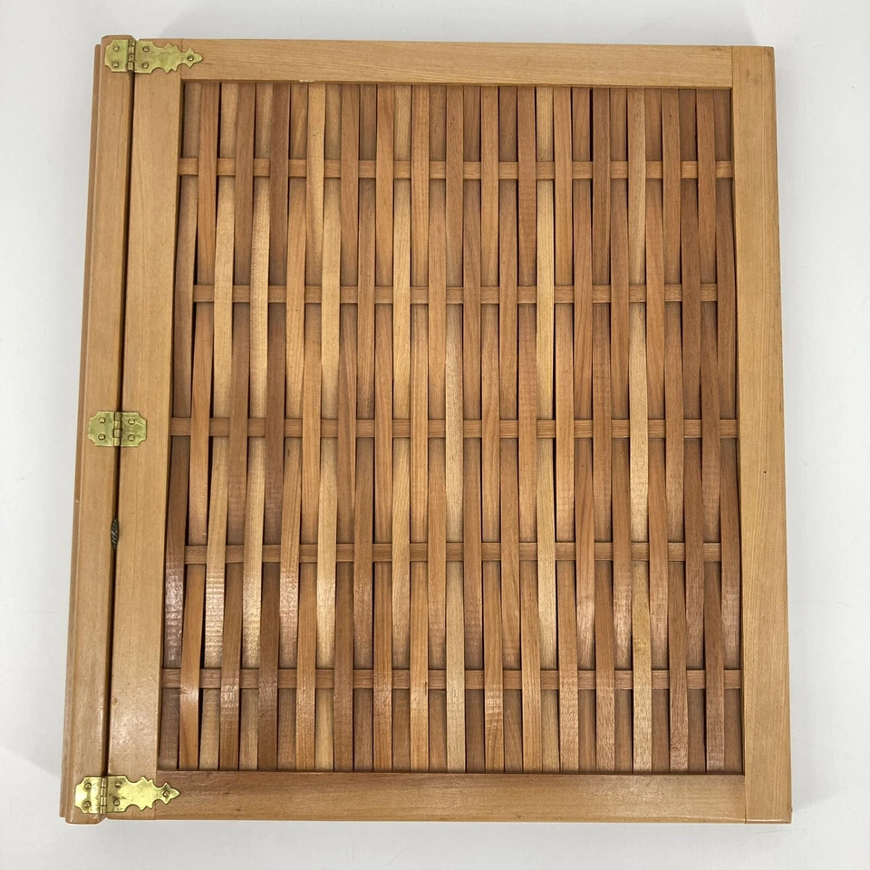 2 cubiertas de libro de madera tejida columna bisagras de latón álbum de fotos arte portafolio diario Foto 2 de 4