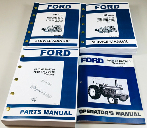 Ford Tractor 5610 6610 7610 Service Parts Operators Manual Factory Shop Book Set
