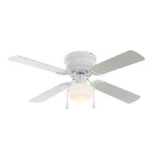 Mainstays 42 Inch Hugger Metal Indoor Ceiling Fan with Light, White, 4 Blades