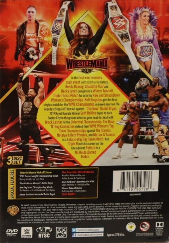 WWE: WrestleMania 35 DVD (2019) Disc Set *NEW/SEALED